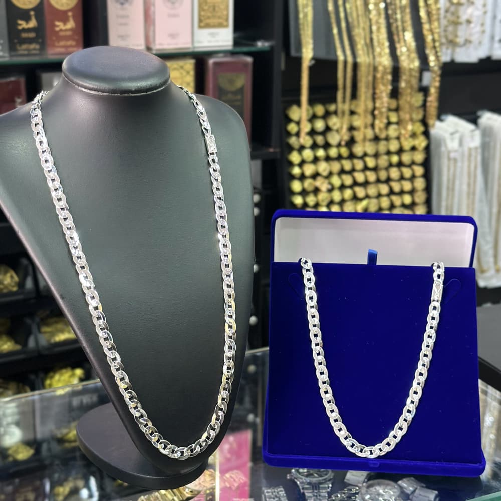 Cordão Corrente Laminada 6mm Prata Mista 925 Feixo Gaveta 2 Travas com Garantia de 1 Ano