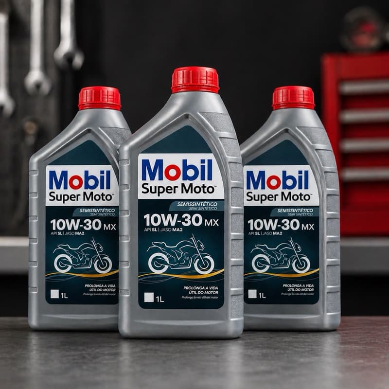 KIT 3 OLEO MOBIL 4T MX 10W30 SUPER MOTO SEMI SINTETICO
