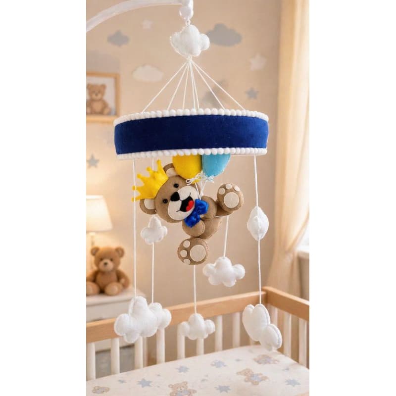 Móbile bebê| Personalizado decorativo| Ursinho Príncipe Feltro