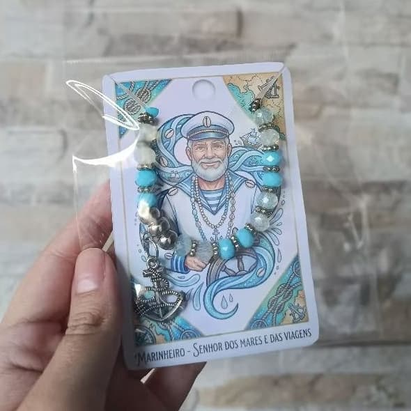 Pulseira De Orixás Entidade Umbanda Candomblé c/ Pingentes de metal  - MARINHEIRO