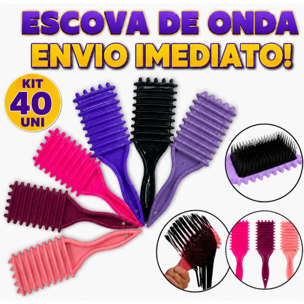 Kit 40 Atacado Escova Fitagem Definidora Finalizadora Escova De Ondulação Com Cerdas - Para Cabelos Cacheados - Unissex