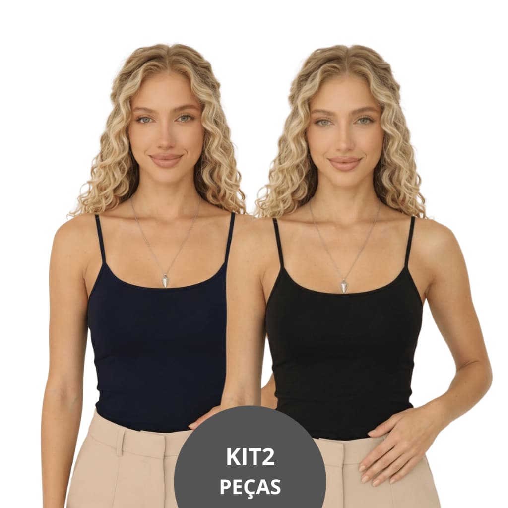 kit 2 Regata Cropped Feminino De Alcinha Fina Tube Moda Básico Para verão e Academia Marrom e Preto