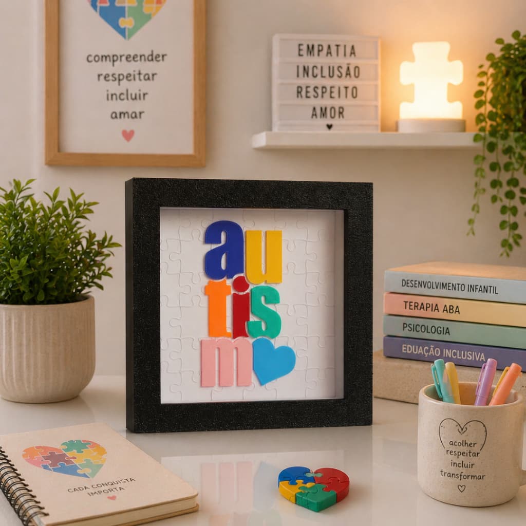 Quadro Autismo mesa e parede, Inclusão | Presente para Pais, Professores e Terapeutas ABA