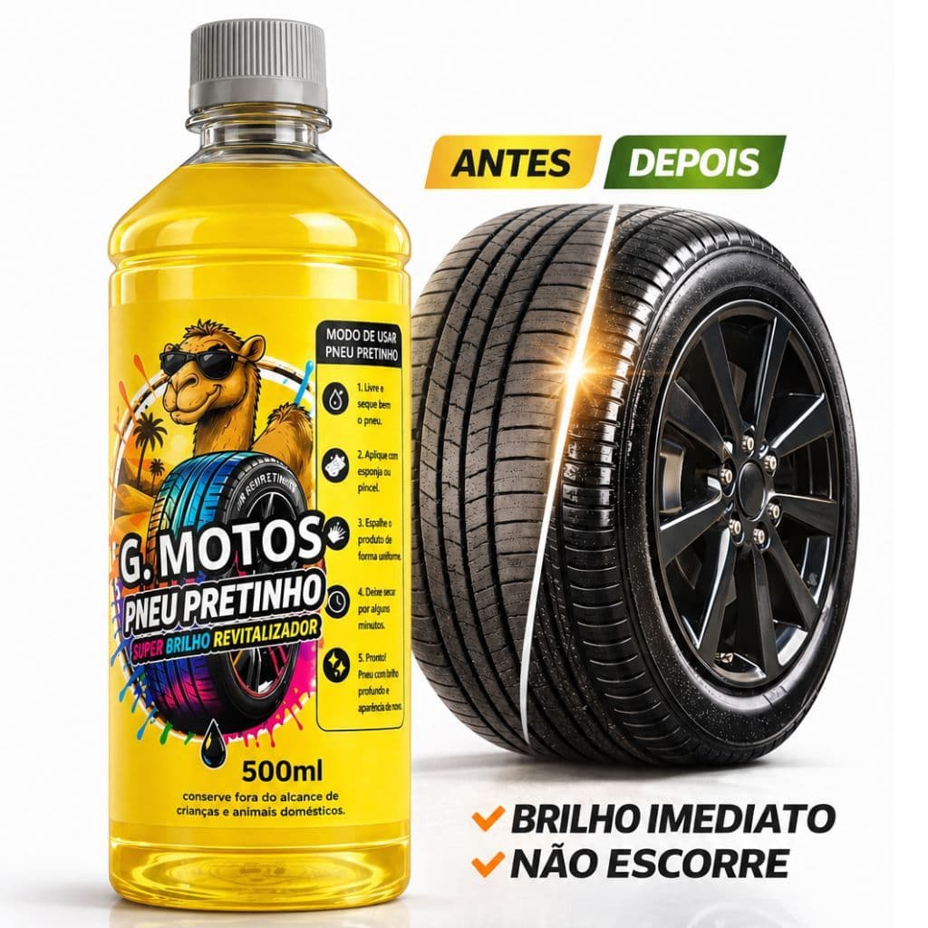 Baba de Camelo 500ml Pneu Pretinho Automotivo Brilho Imediato Linha G Motos