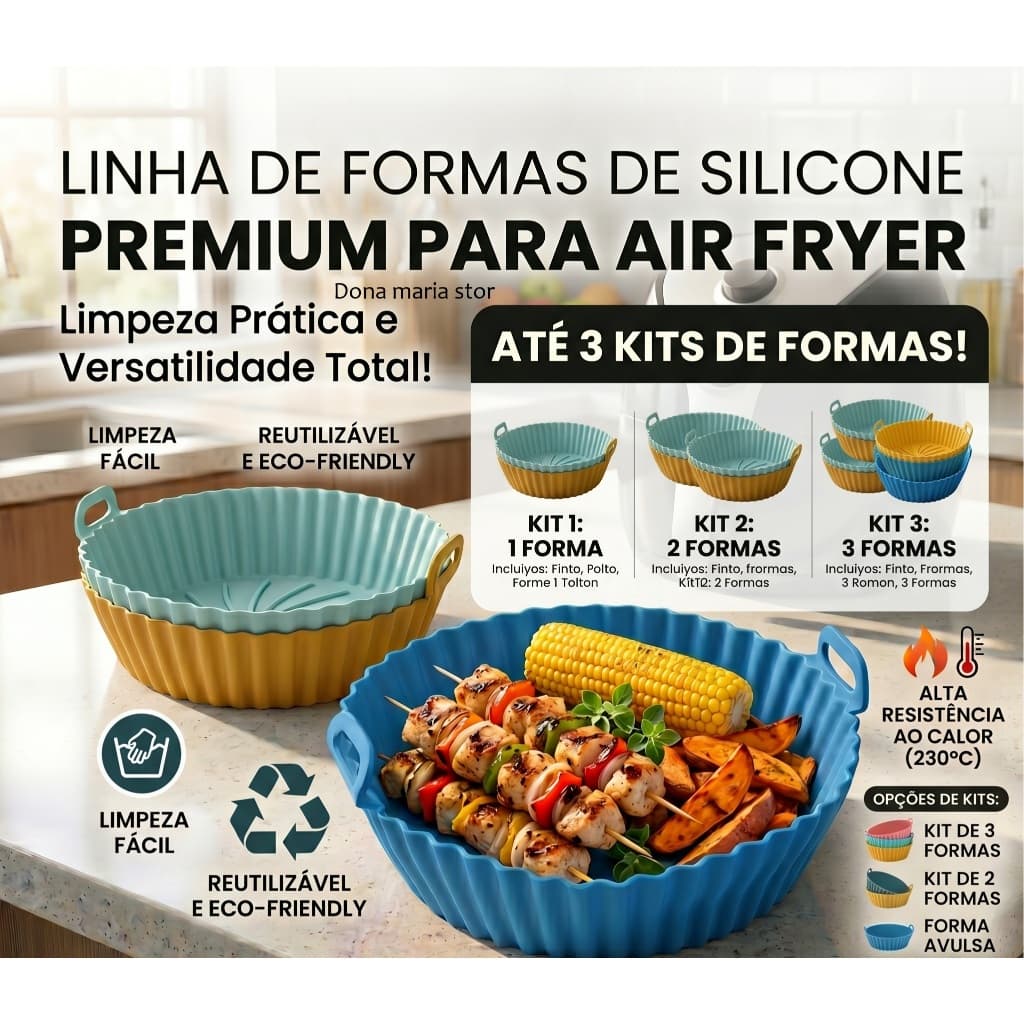 até 3 Formas de silicone para Air Fryer, microondas, assadeiras e fritadeiras
