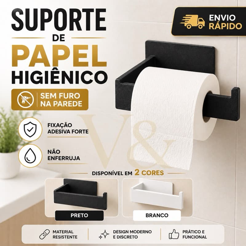 Porta Papel Higiênico Adesivo Sem Furo Suporte Papel higiênico igiênico Banheiro Fixação Forte