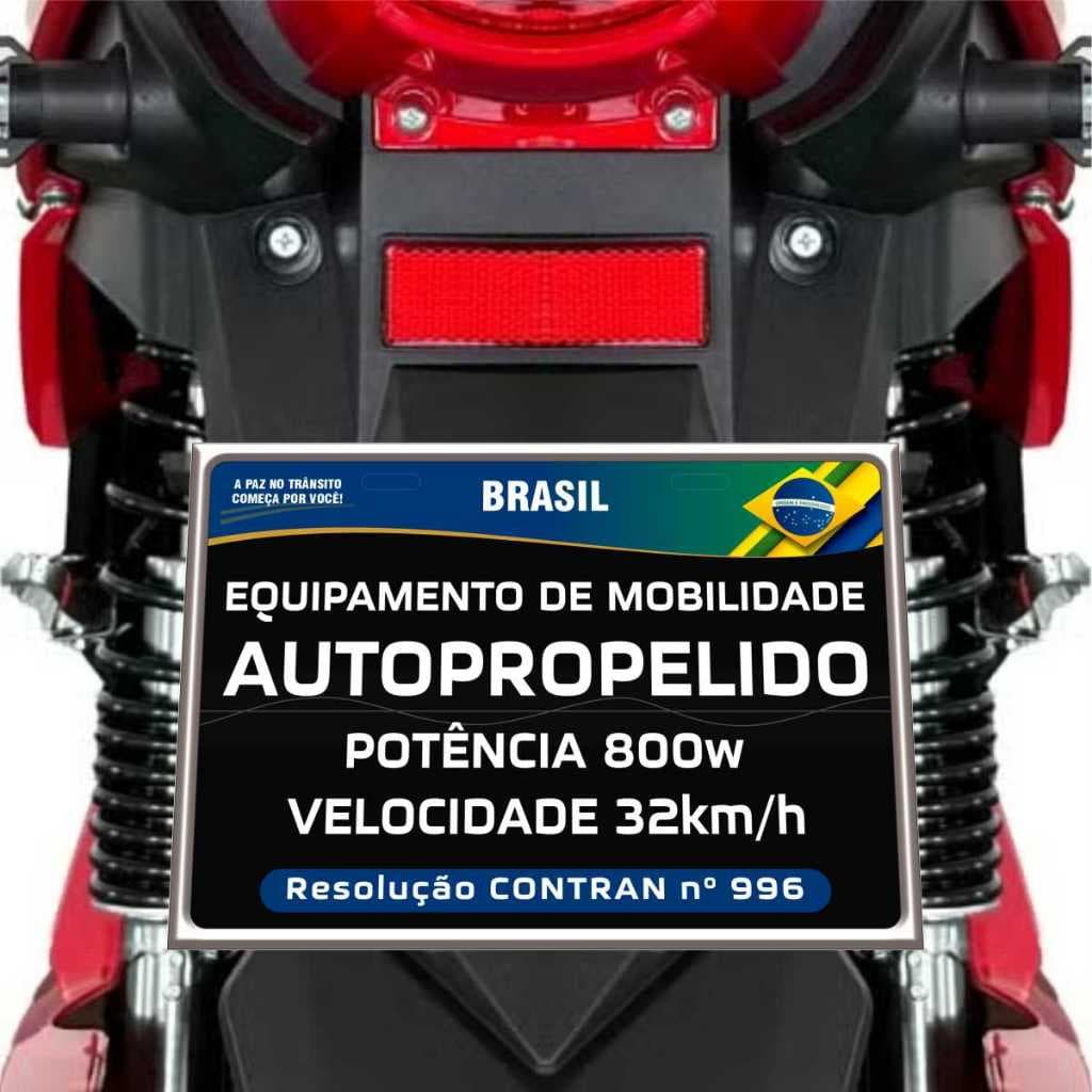 Placa Scooter Motinha Bike Elétrica 20x14cm - New Black 2026