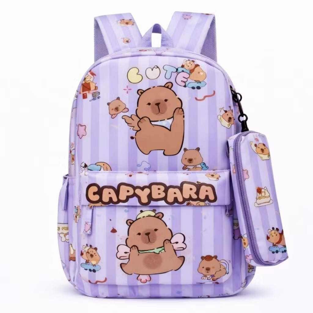 KIT MOCHILA ESCOLAR INFANTIL + ESTOJO CAPIVARA CS004# UNISSEX