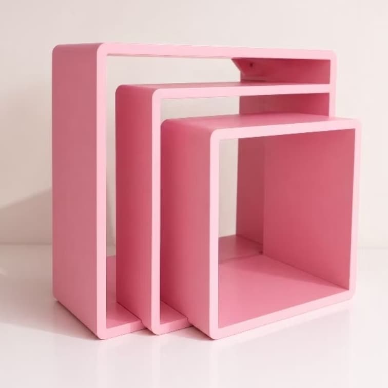 Kit Nichos MDF Rosa Bebê 3 Peças | Nicho Decorativo Parede Quarto Infantil Sala Moderno