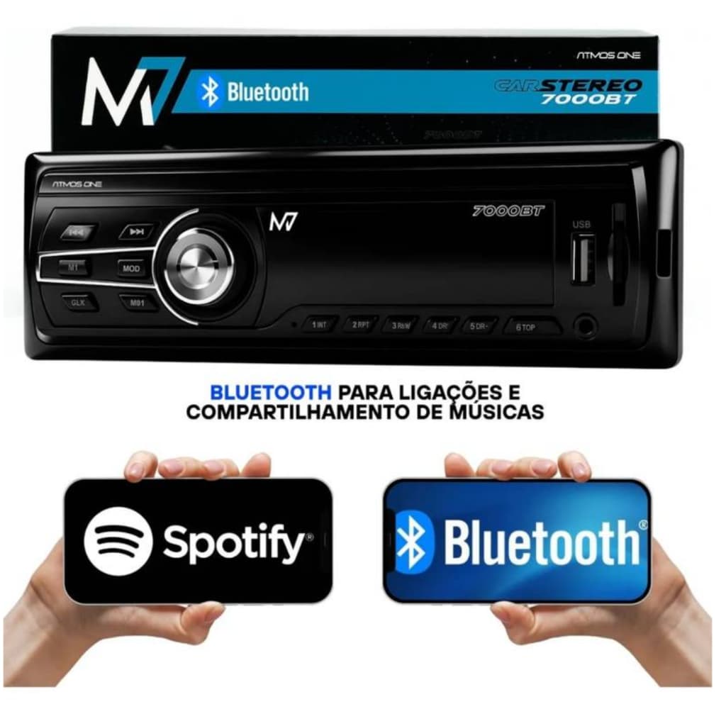 Rádio Automotivo M7 7000bt Bluetooth Usb Fm 25w 4 Canais