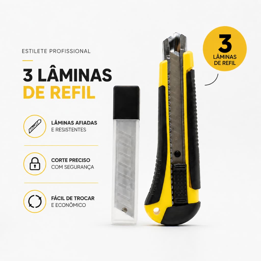 Estilete Profissional Emborrachado Com Trava 18mm