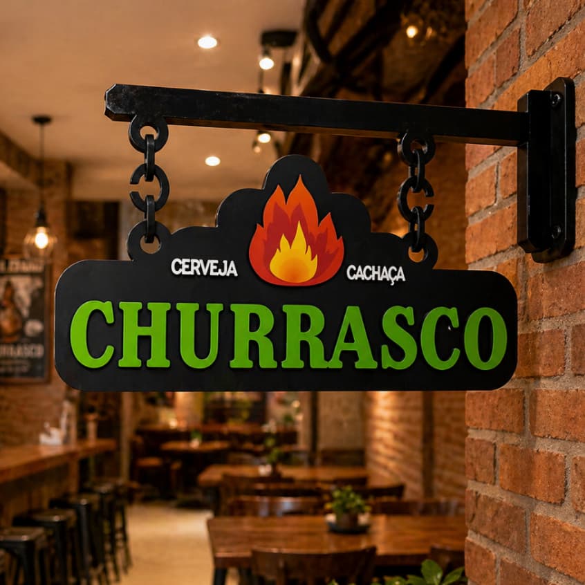 Placa Decorativa Churrasco Mão Francesa para Fixação MDF 3D Alto Relevo
