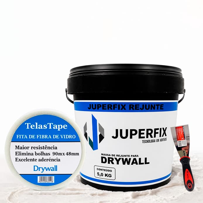 Kit Massa para Drywall com Fita Telada 90 metros + Espátula | Kit Acabamento de Juntas Drywall Completo