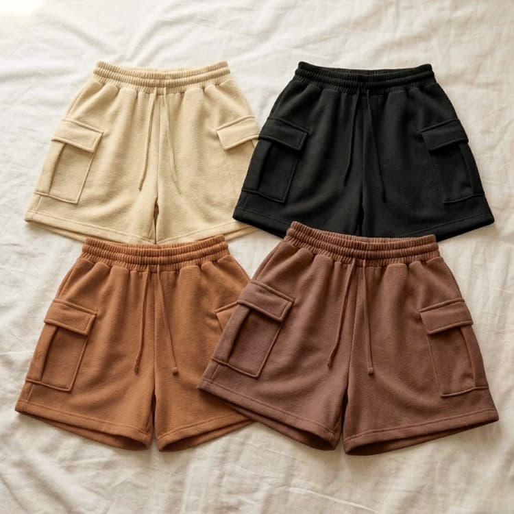 Short cargo feminino confortável luxo moletom moletinho algodão premium estilo casual moda verão