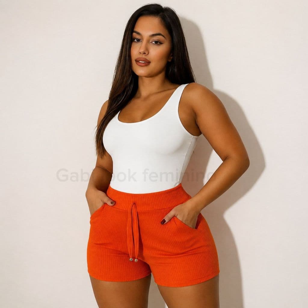 Short Canelado Feminino Com Bolso Moda Feminina Moda Verão