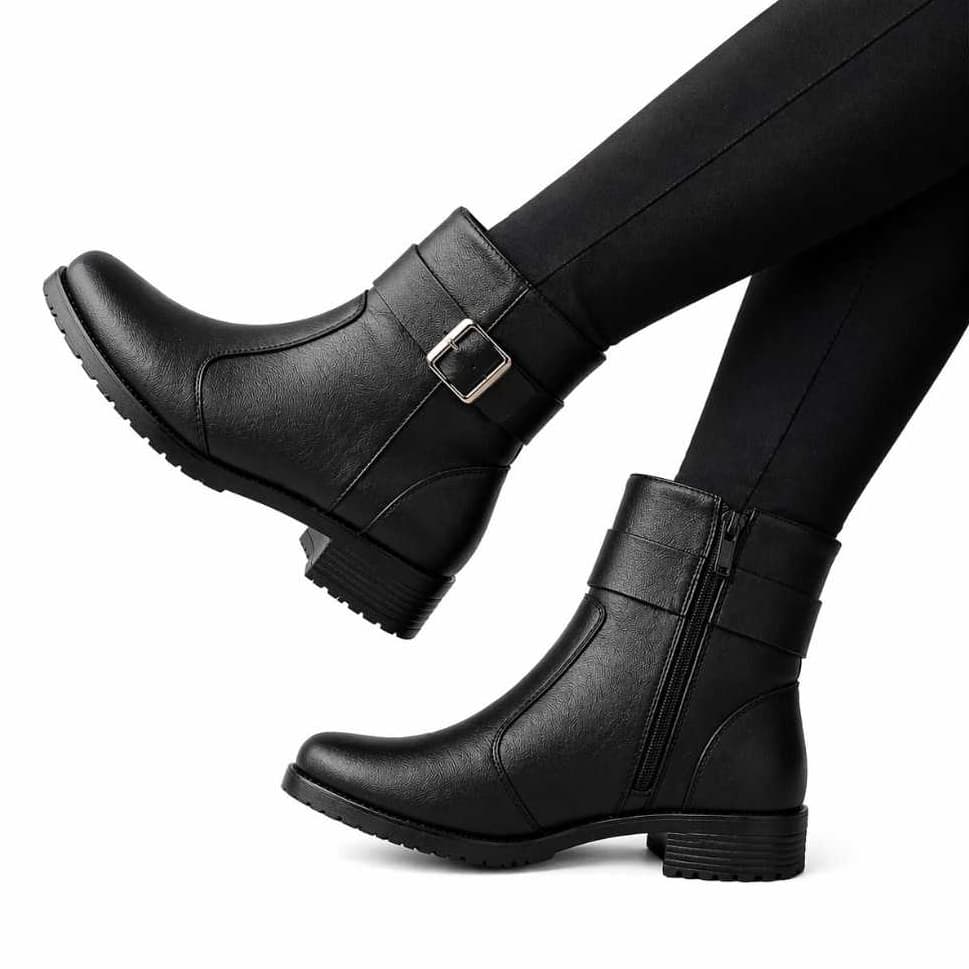 Bota Coturno Feminina Cano Curto Zíper Lateral Leve Confortável Moda Blogueira Casual Estilosa Dia a Dia Tendência