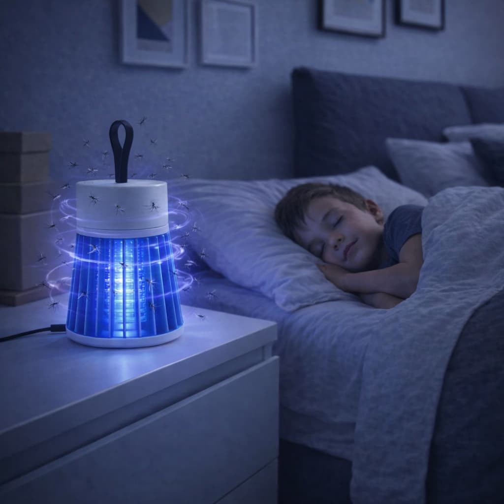 Lâmpada Elétrica Mata-Mosquitos com Luz UV USB Recarregável Luminaria repelente