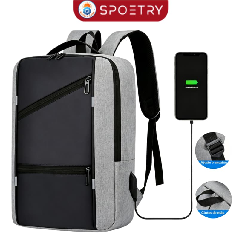 Mochila de Viagem Multifuncional à Prova d'água Expansível Impermeável Reforçada Executiva para Notebook