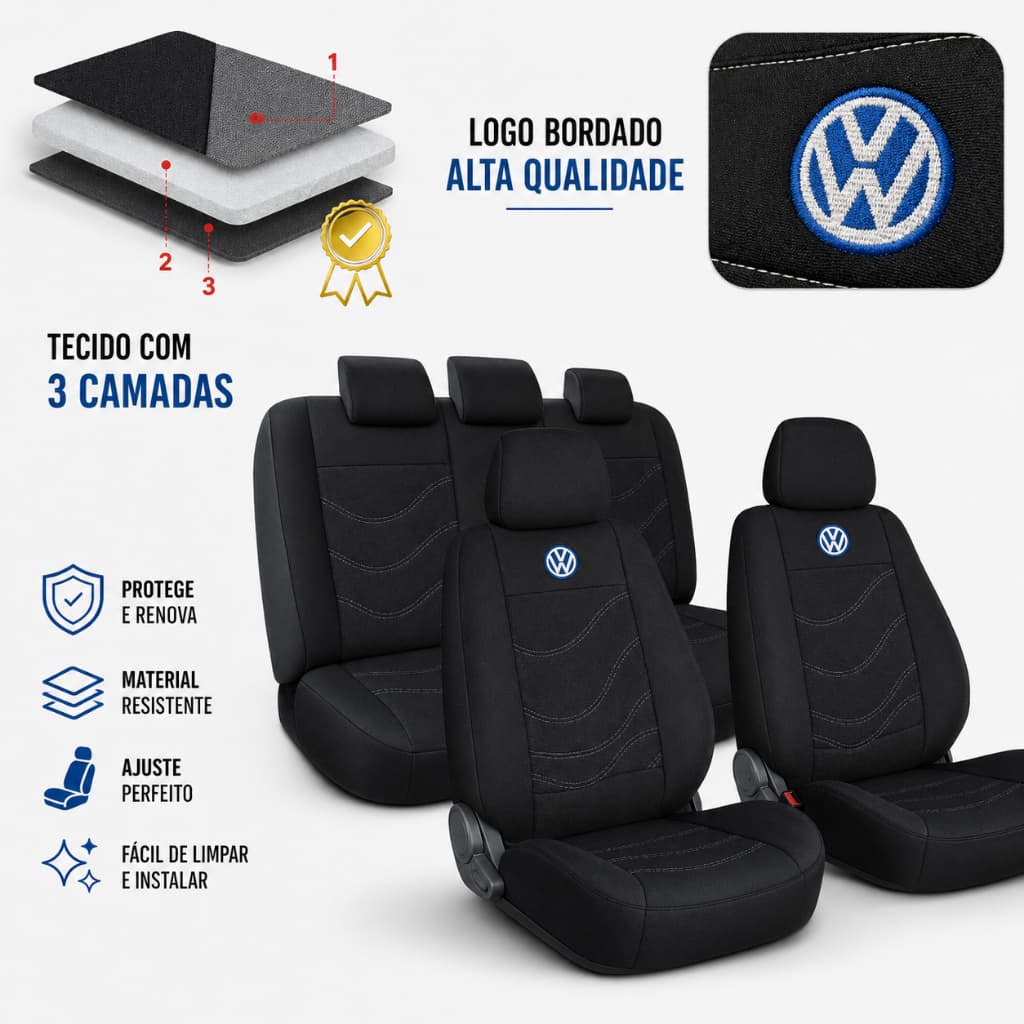 Capas De Bancos Automotivos Carro Em Tecido Original Grosso Vw Gol Fox Crossfox Spacefox Voyage