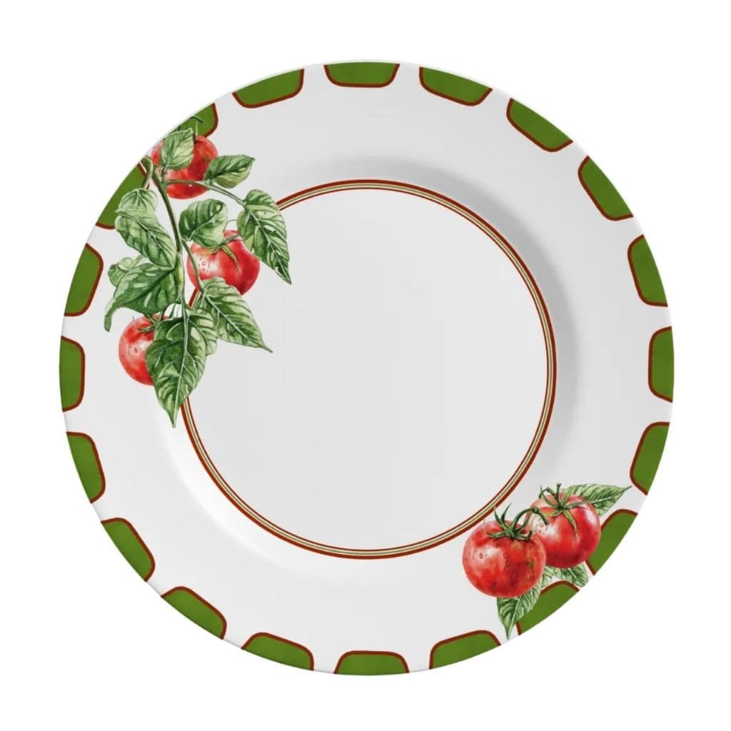 Conjunto 6 Prato De Jantar Raso Pomodoro Tomate Em Cerâmica Premium Mesa Posta
