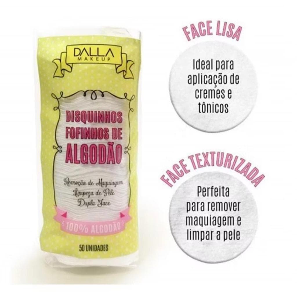 Discos Fofinhos de Algodão Para Limpeza Facial 50 unidades - Dalla MakeUp