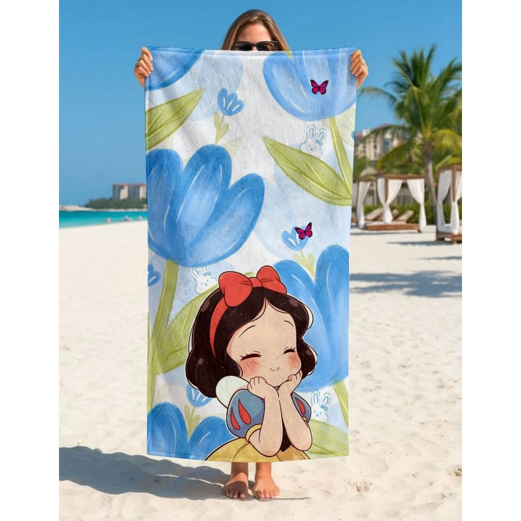 Toalha Grande de Banho Praia  1,40x70cm Temática Branca De Neve Baby