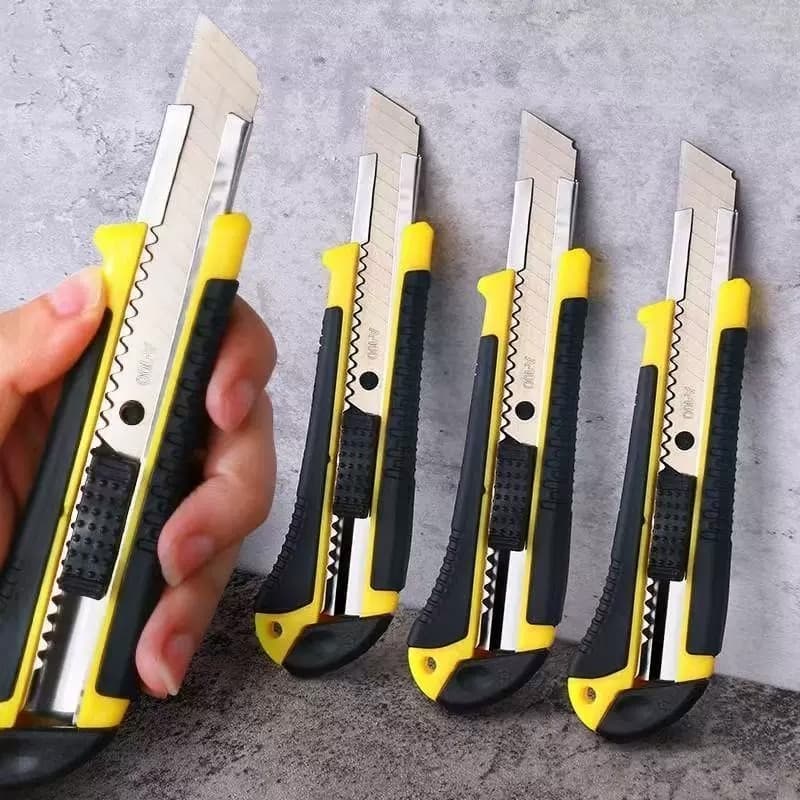 Estilete Largo Profissional Com Trava Cabo De Borracha 18mm + 3pcs Lâminas