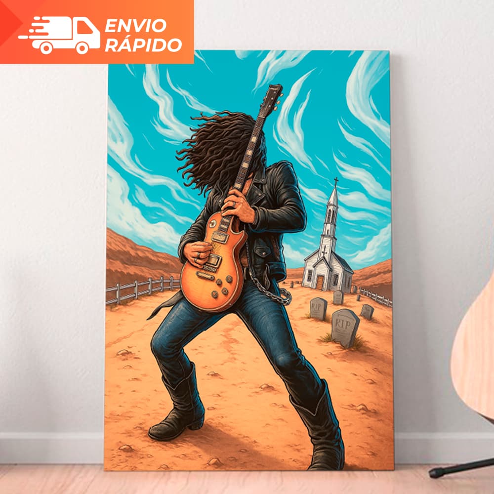 Quadro Decorativo Rock Slash Guns N' Roses MDF 3 mm Adesivo Vinil Decoração de Parede Fita Dupla Face