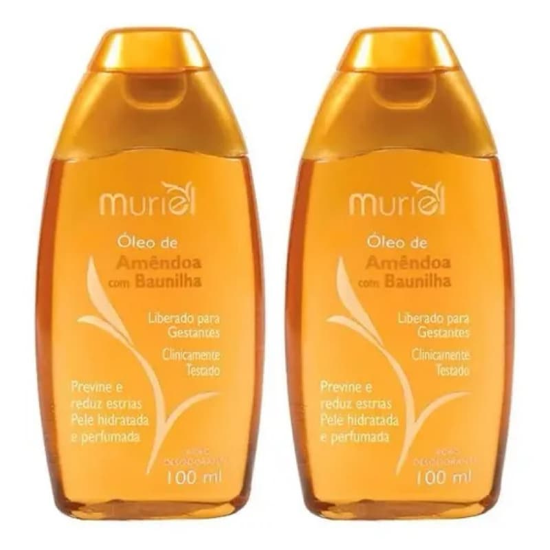 Kit 2 Óleos Corporais Amêndoas com Baunilha Muriel 100ml Hidratação