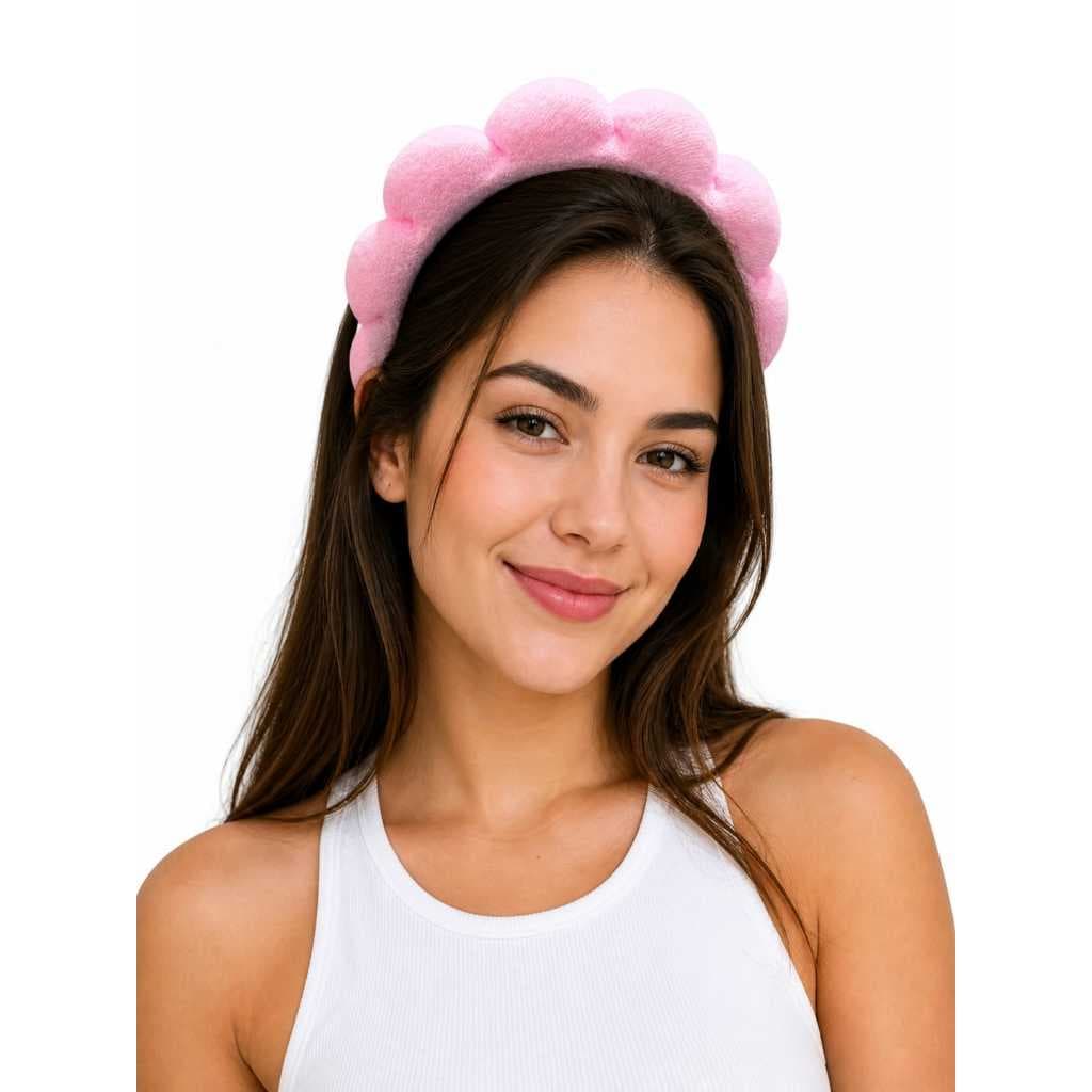 sem marca/tiara/arquinho de cabelo  acolchoado/material macio e confortável cor rosa e delicado/ideal para maquiagem .