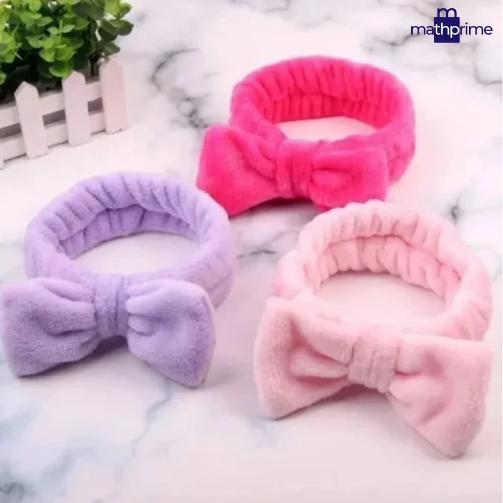 Faixa Skincare Plush com Laço Tiara Para Maquiagem Limpeza de Pele