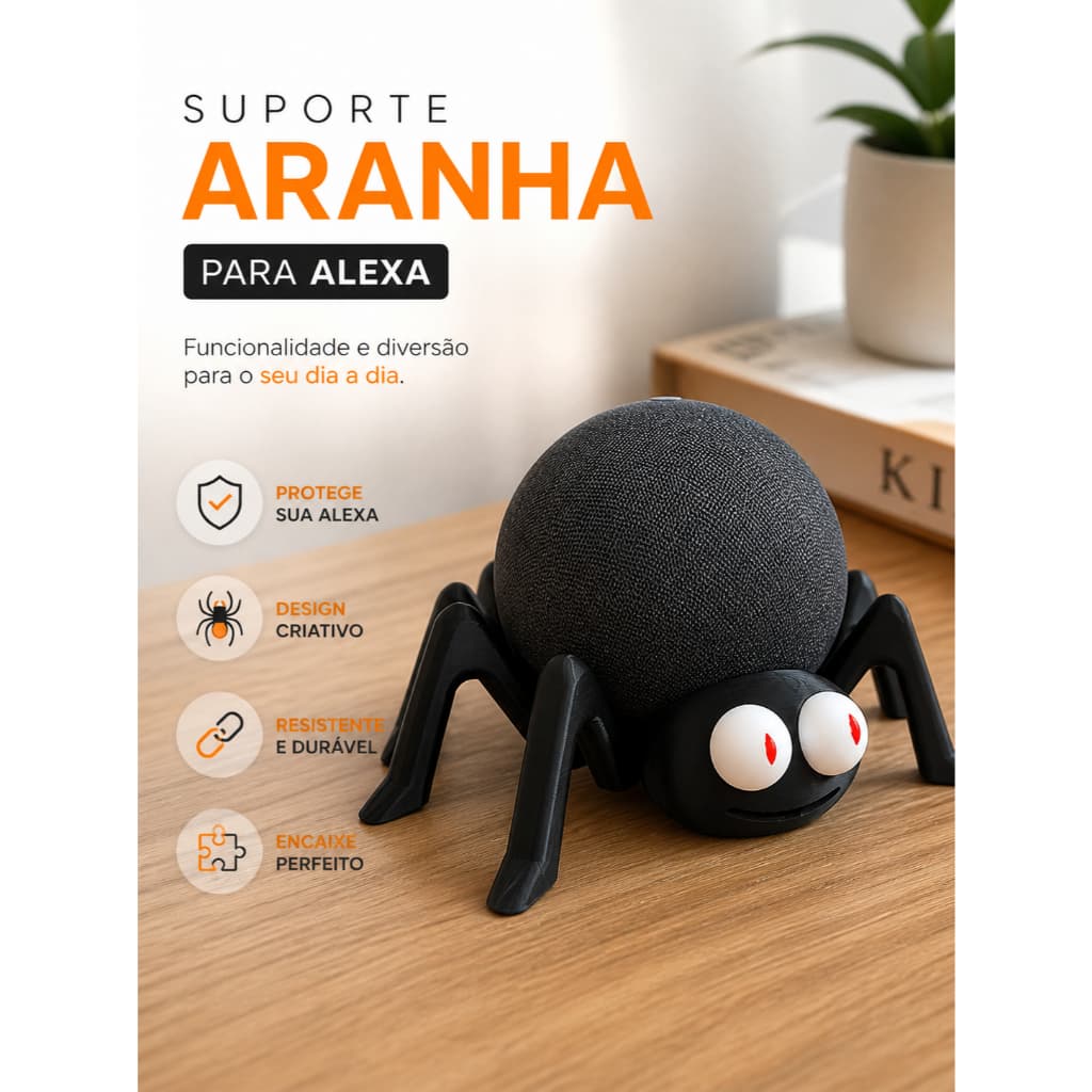 Suporte para Echo Dot 4ª e 5ª Geração – Aranha Decorativa | Base Criativa para Alexa