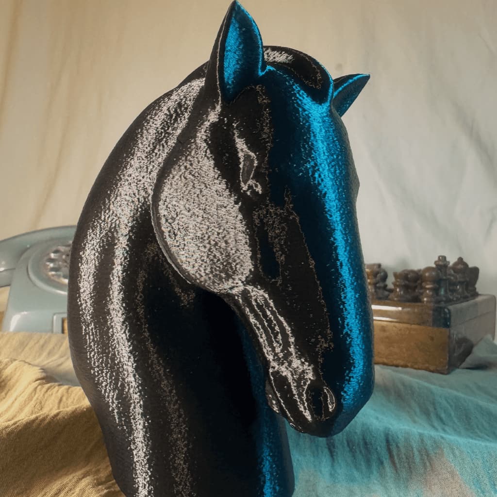 Estatueta busto cavalo cor preta para decoração