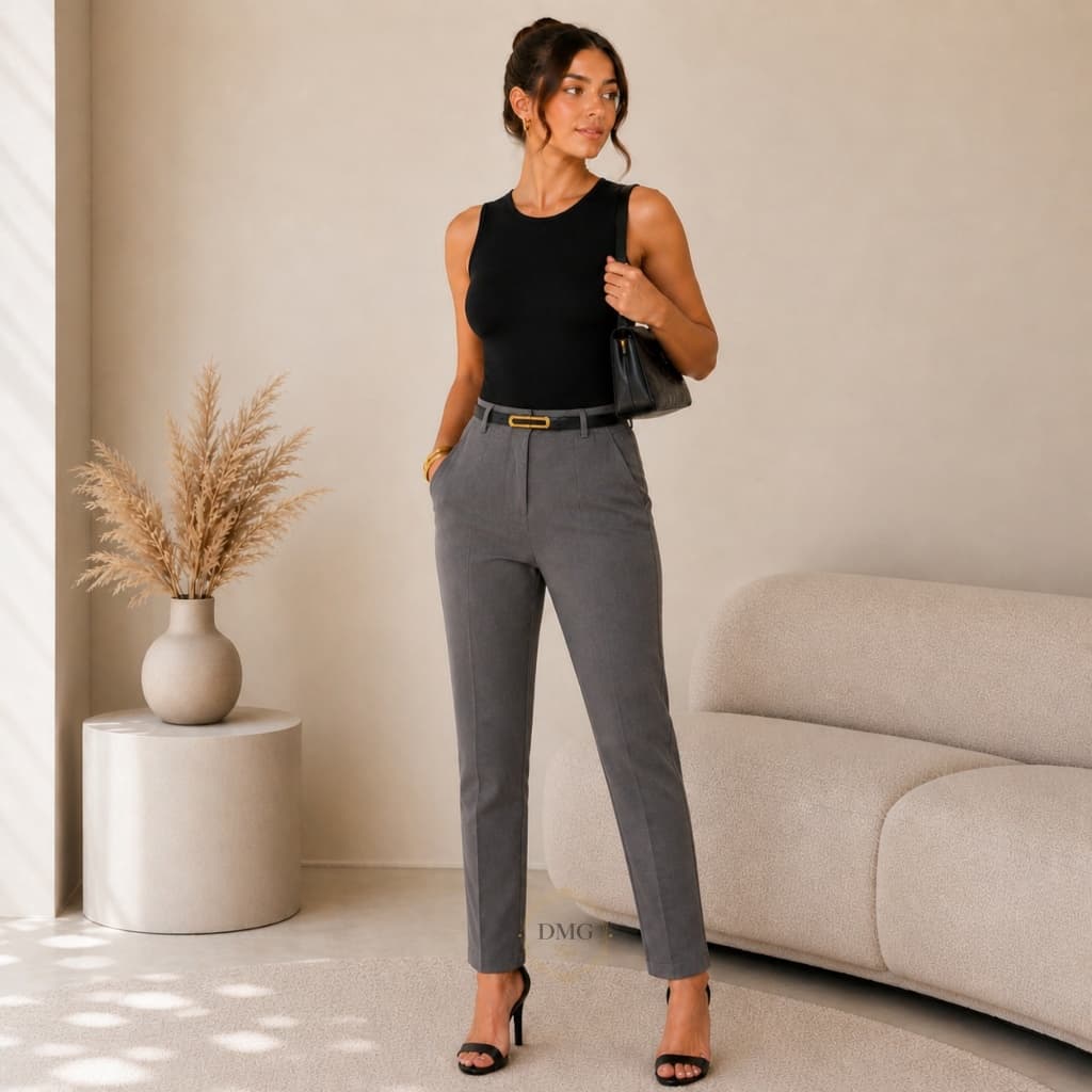 Conjunto Feminino Calça Alfaiataria + Body Regata Look Casual - ENVIO IMEDIATO !!