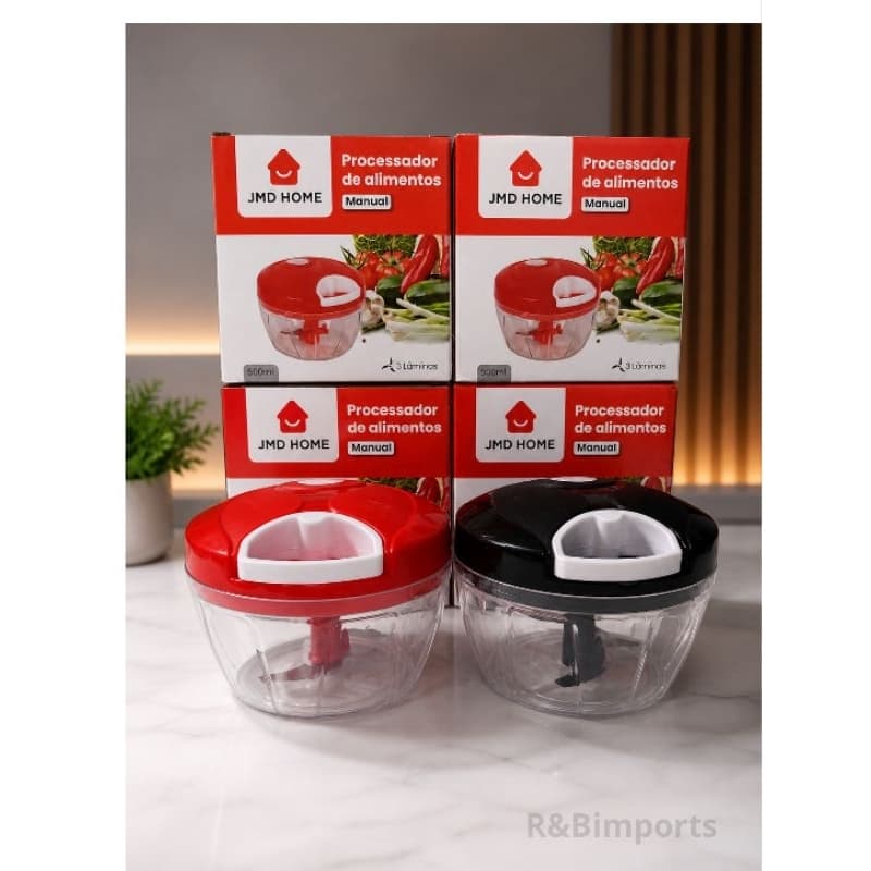 Mini Processador Alimentos Triturador Manual 3 Lâminas 500ml