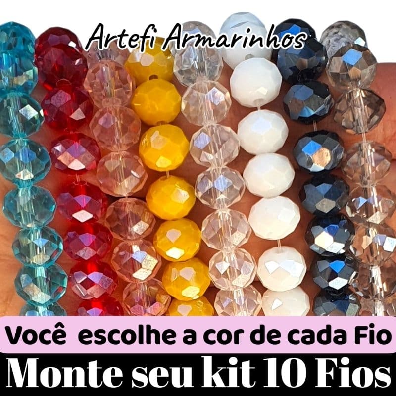 10 FIO CRISTAL VIDRO FACETADO 8mm VOCÊ ESCOLHE