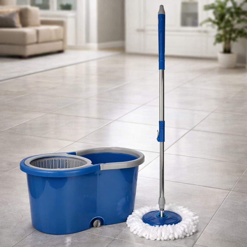 Mop Giratório Alça 13L Balde Sortido Prático Limpeza Pisos Frios Porcelanato Cerâmica Laminados Vinílicos