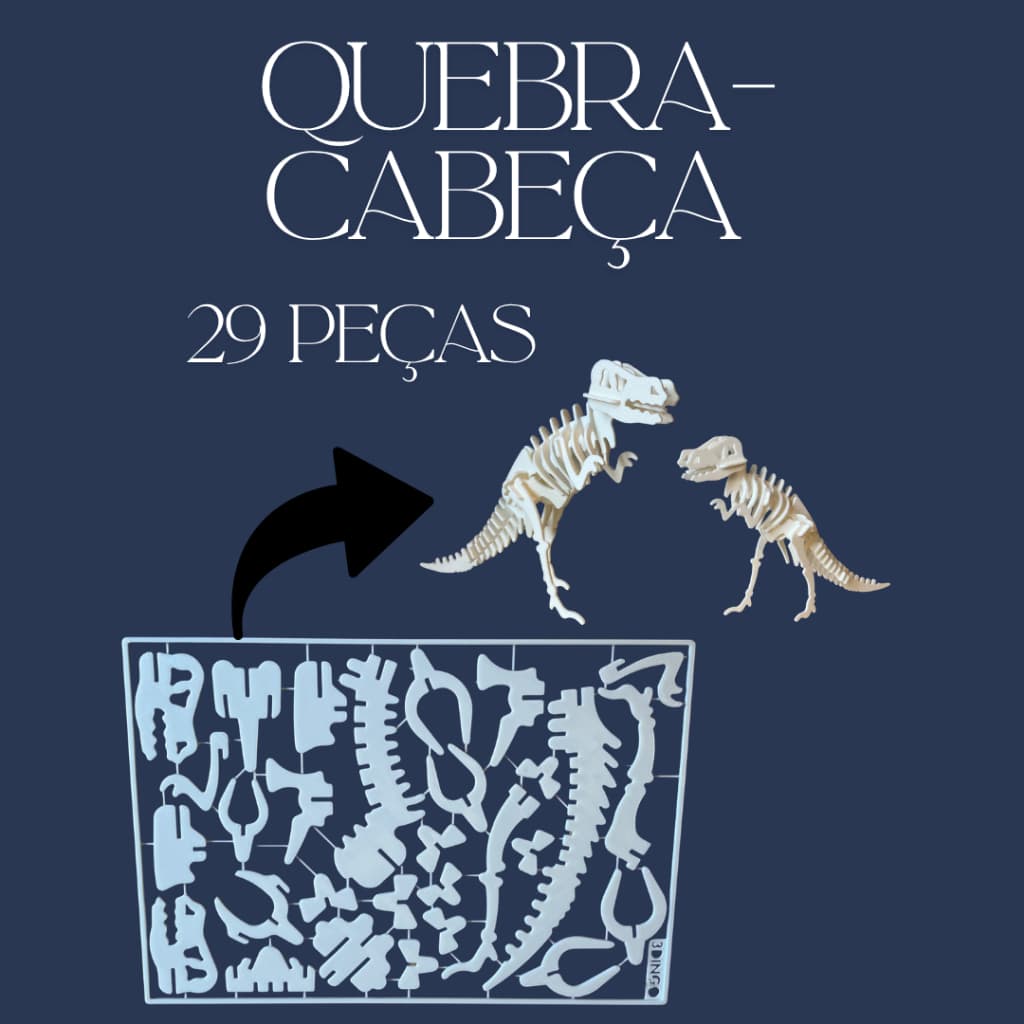 Quebra-Cabeça 3D Dinossauro T-Rex Esqueleto Montável Educativo Decorativo Colecionável