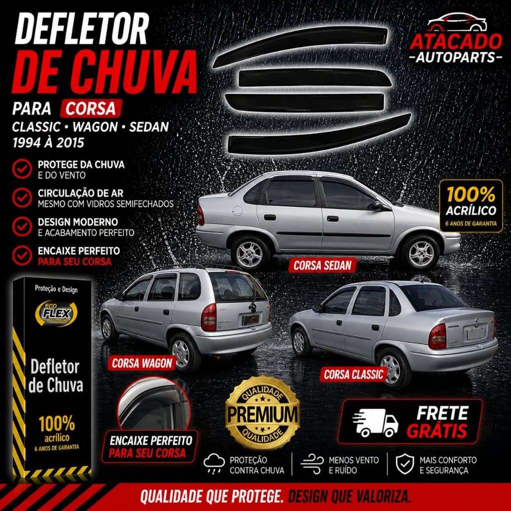 Calha De Chuva Corsa Classic Wagon Sedan 1994 A 2015 4 Portas Cor Fumê Resistente