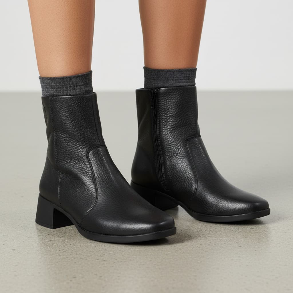 Bota Feminina Coturno Ankle Boot Cano Médio Confortável Resistente ao Frio Interna Acolchoado