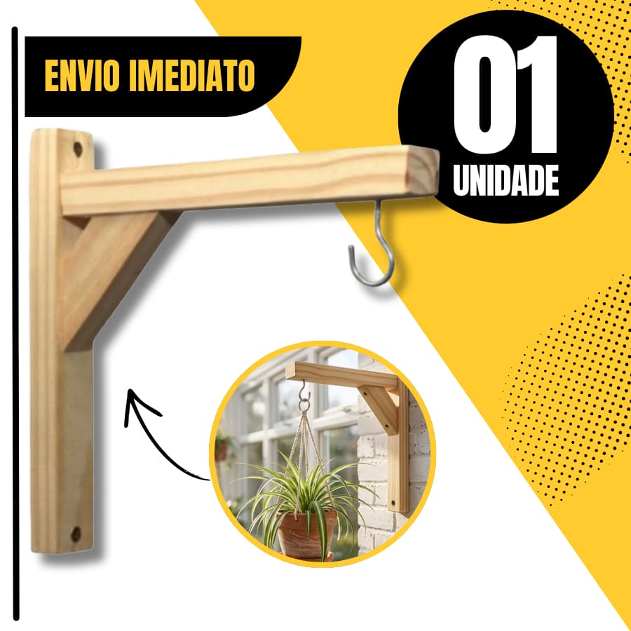 Suporte Prateleira + Kit Instalação Mão Francesa Madeira Pinus De Madeira 20x20cm