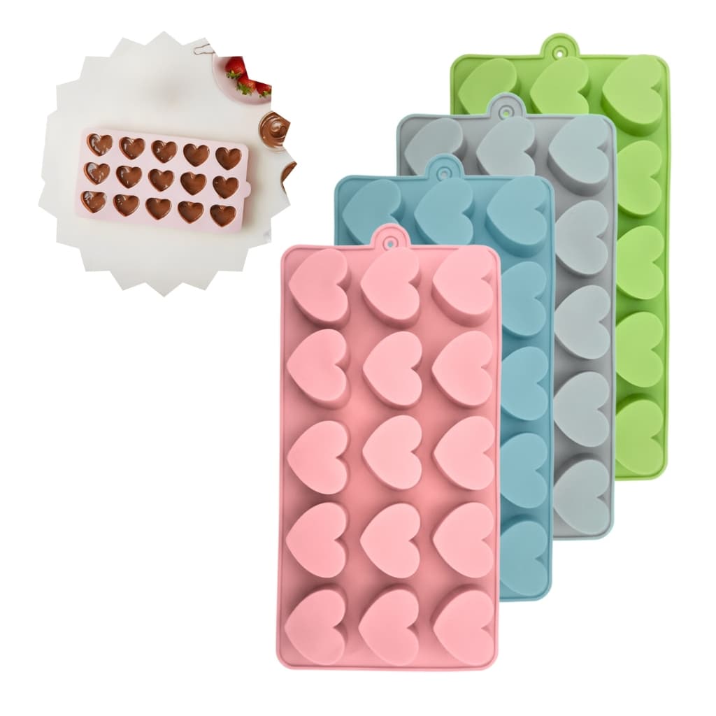Formas de Silicone, formato de coração, p/Confeitaria, molde, Antiaderente, vela, altas temperaturas