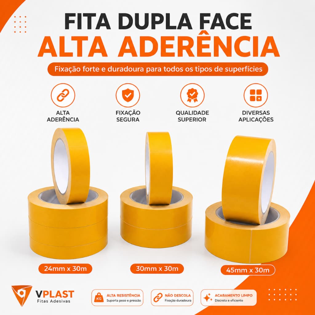 KIT 03 ROLOS FITA DUPLA FACE ALTA ADERENCIA PARA ATELIE, ARTESANATO APLIQUES PET USO GERAL