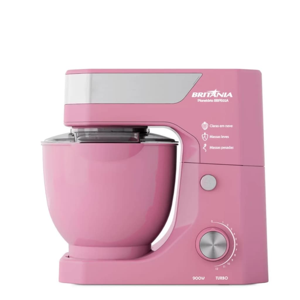 Batedeira Planetária Britânia Rosa 900W Tigela de 5L BBPE02A