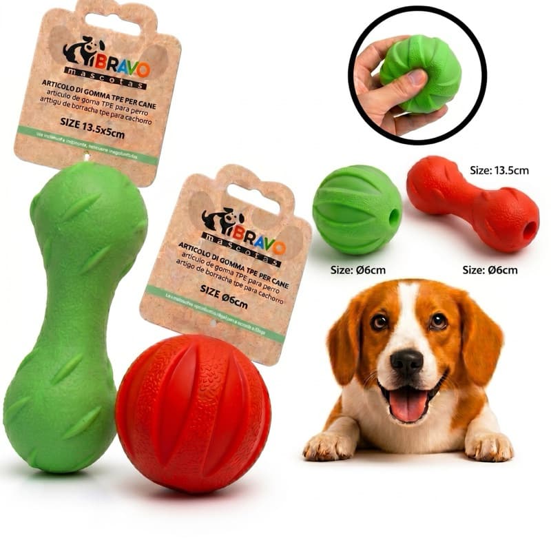 Kit Brinquedo para Cachorro Bola e Osso Pet Mordedor Resistente Multifuncional
