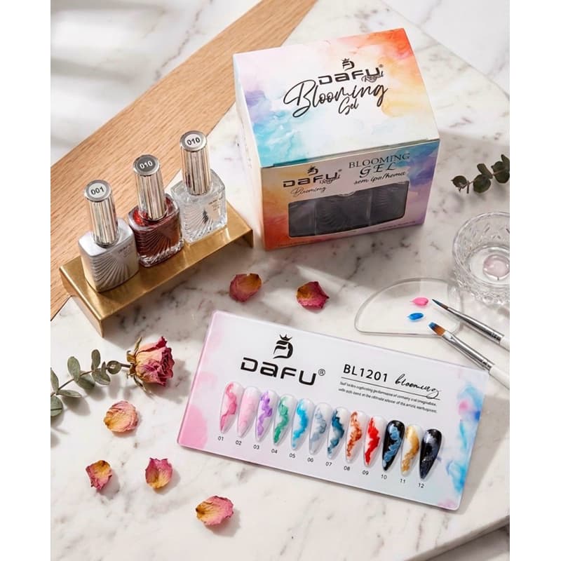 Kit Completo 12 Cores Para Criar Efeito Marmorizado Gel Blooming nas Unhas Sem Hema Sem TPO