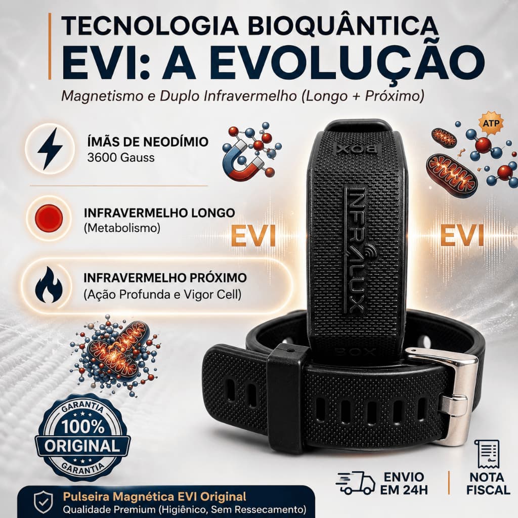 Pulseira Magnética Bioquântica EVI Neodímio Infravermelho Longo e Próximo Original