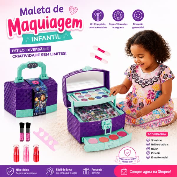 Maleta De Maquiagem Infantil - Kit Maquiagem Infantil Menina