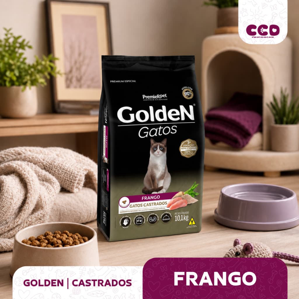 Ração GoldeN® para Gatos Castrados Sabor Frango 1kg | 3kg
