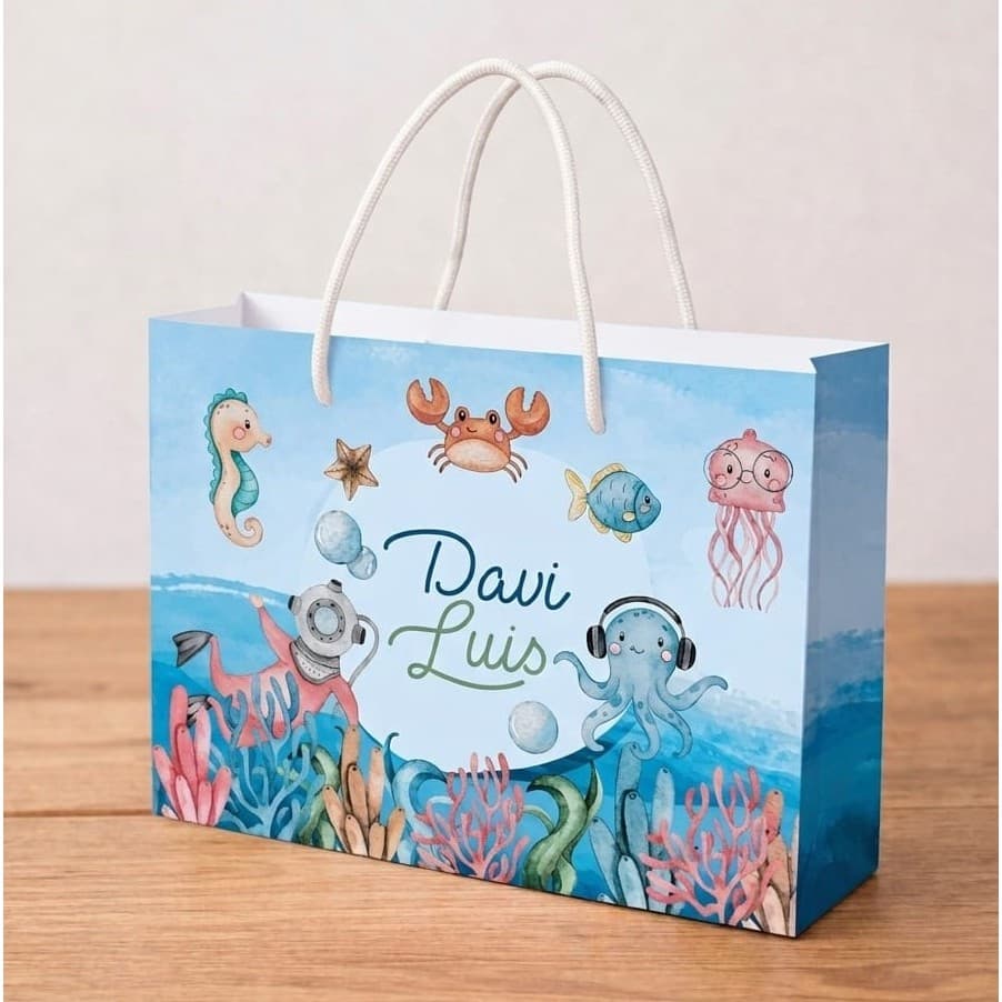 Sacolinha Personalizada Fundo do Mar (Pegue e Monte)